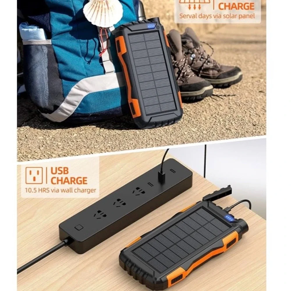 NWT Portable Solar Power Bank -black and orange